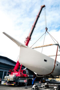 Mylius shipyard boat hull transport